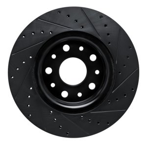 Jeep Wrangler Brake Rotor (1) - Front Left - R1 Concepts - Drilled & Slotted - Black - `18-`25
